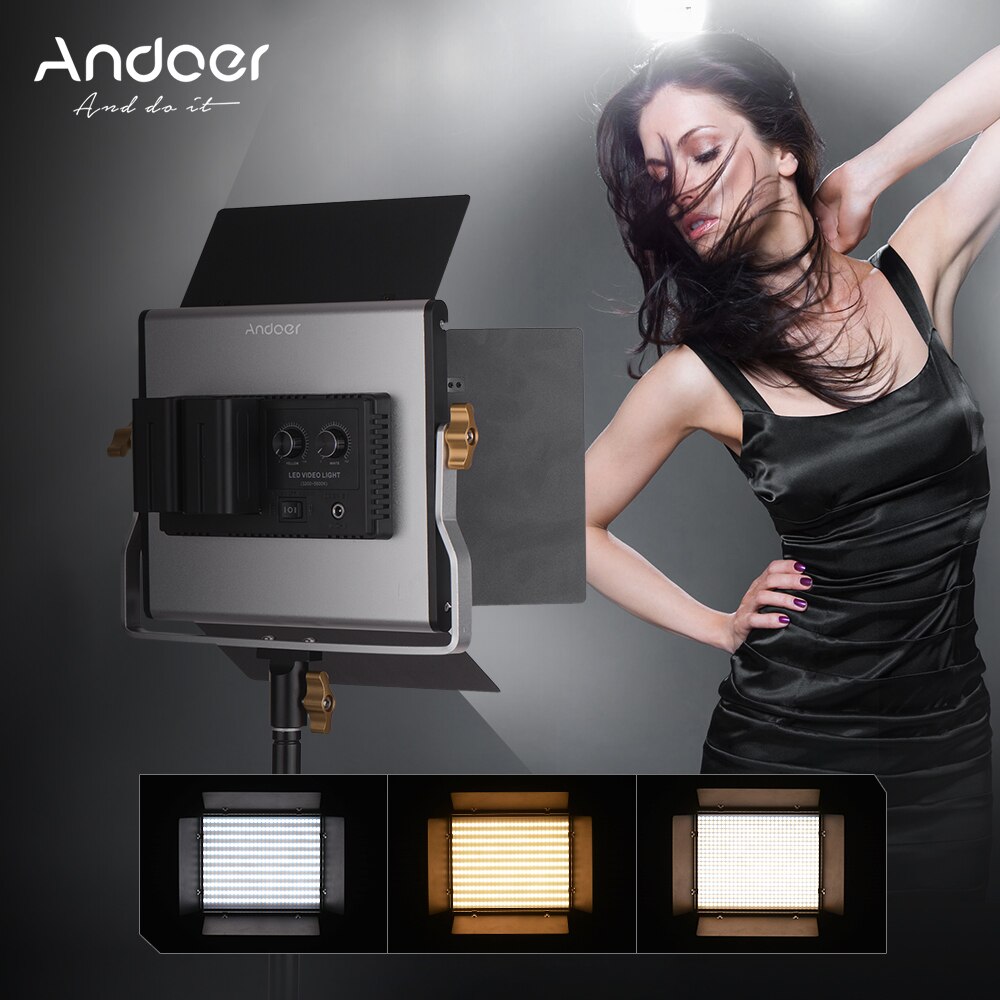 Andoer LED Video Light Light Panel with 78.7 Inches Light Stand 660 LED Bulbs 3200-5600K with Barndoor for Studio Photography