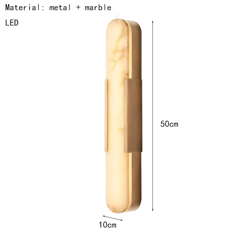 Natural Spanish Marble Wall Light LED Copper Bedroom Reading Wall Lamp Stair Aisle Dining Room Parlor Sconce Dropshipping LED