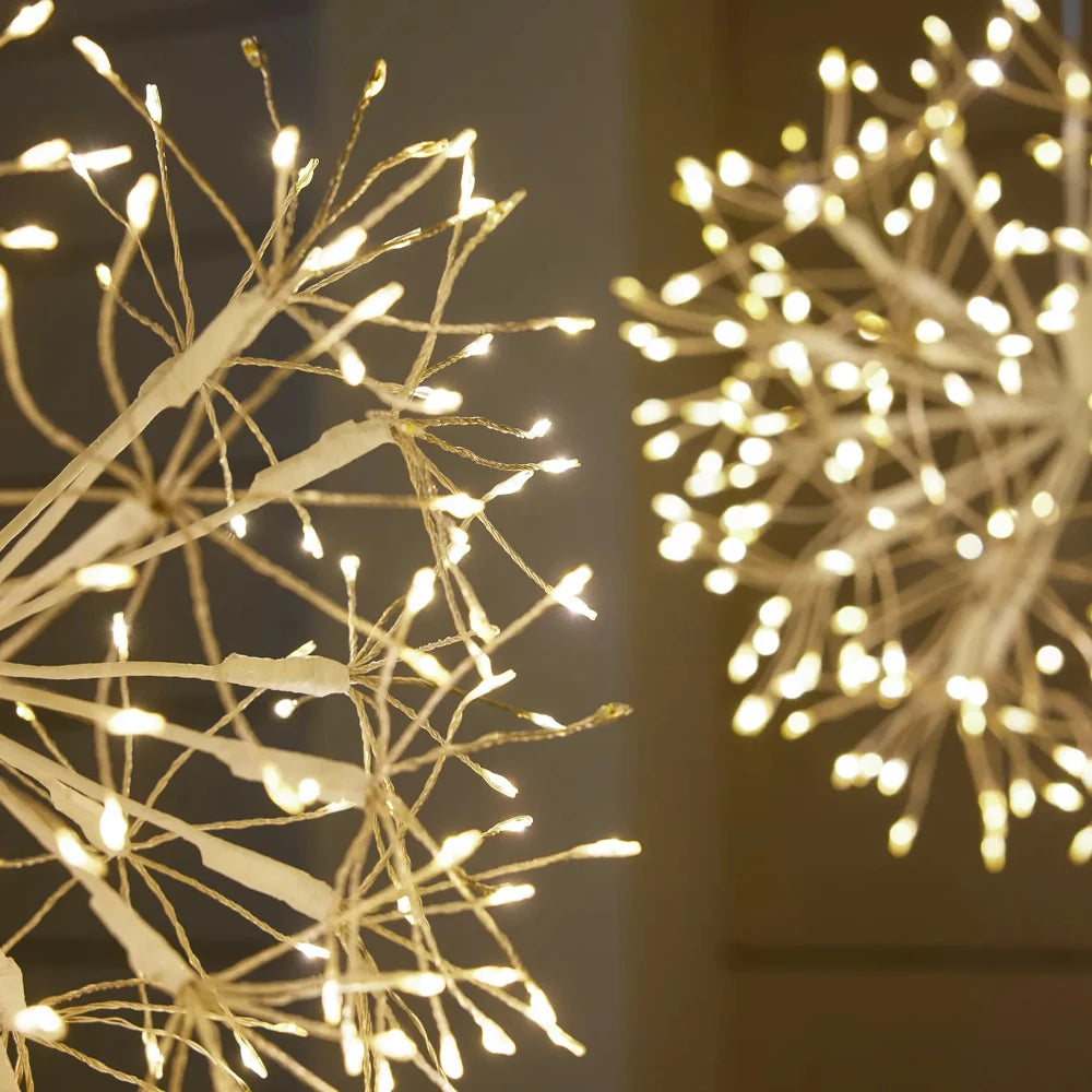 12.9in 192LED Hanging Chandelier Dandelion Light for Living Room E26/E27 Firework Fairy Light for Outdoor Indoor