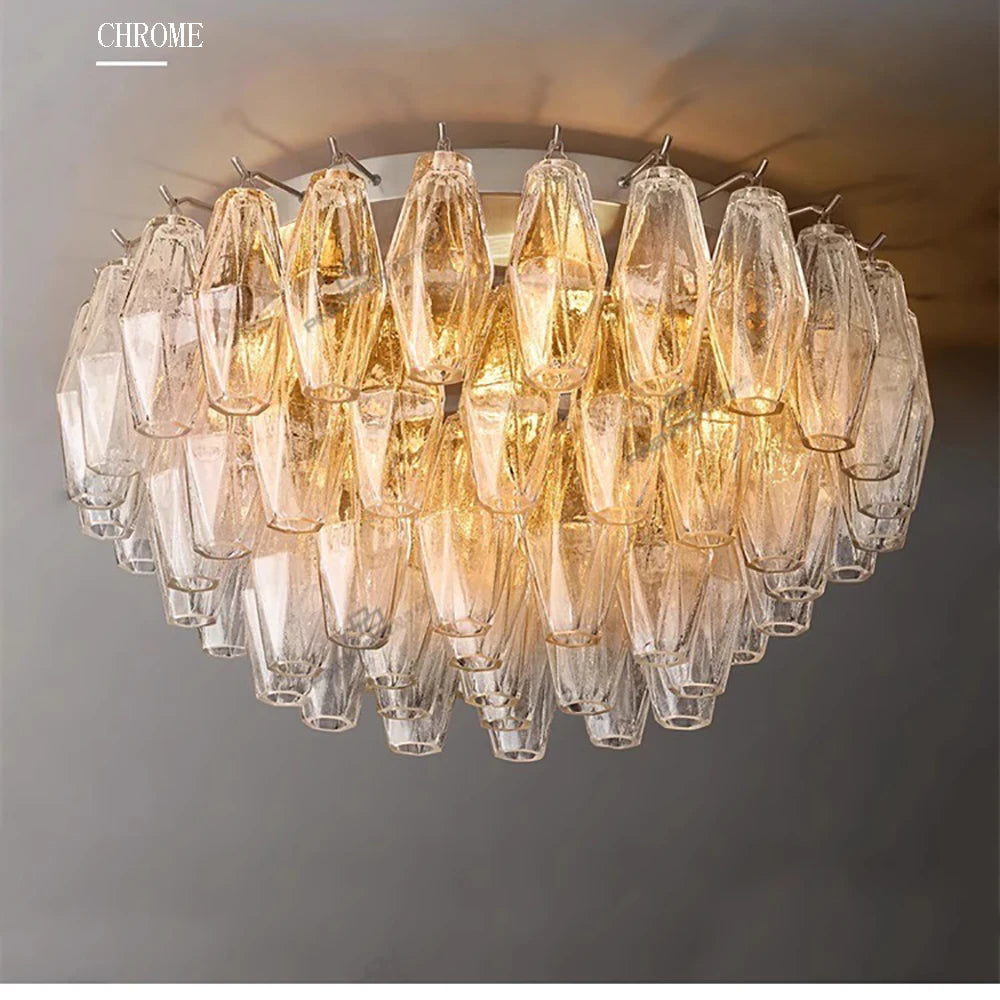 Postmodern Rhomboid Glass Pendant Ceiling Lights 2026 Copper Bronze Home Decoration Chandelier Lighting for Bedroom Living Room