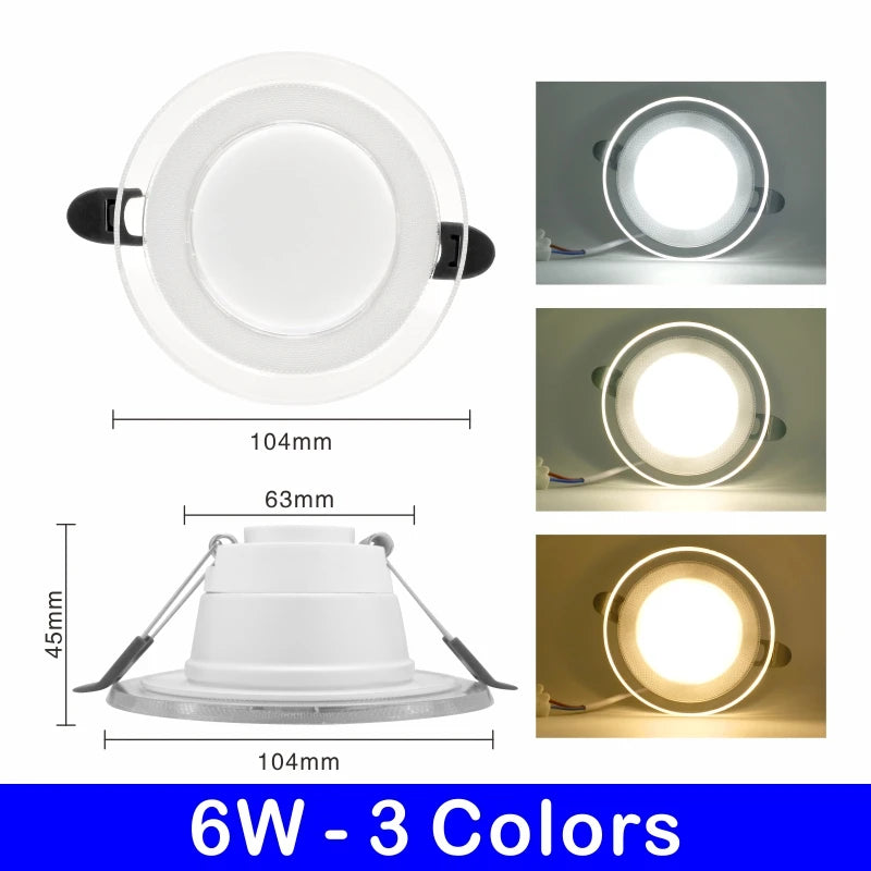 10pcs/lot LED Downlight 6W LED Lamp 220V Spotlight Recessed Round Panel Light 3 Colors Changeable Indoor Lighting Down light