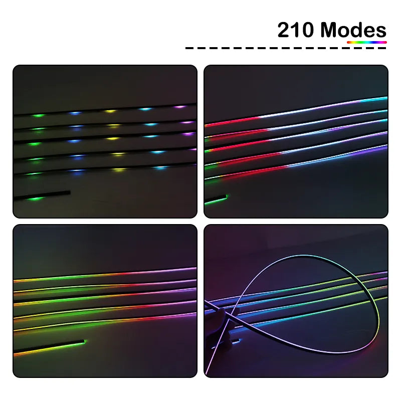 Car's atmosphere with 18 acrylic strips in 64 Colors , controlled by a Bluetooth app.