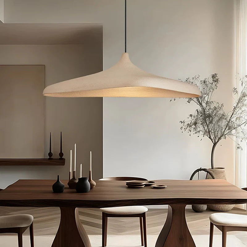 Nordic Minimalist Wabi-Sabi Cream Style LED Ceiling Chandelier - Modern Fabric Hanging Pendant Lamp Fixture for Living Room, Dining Room & Bedroom
