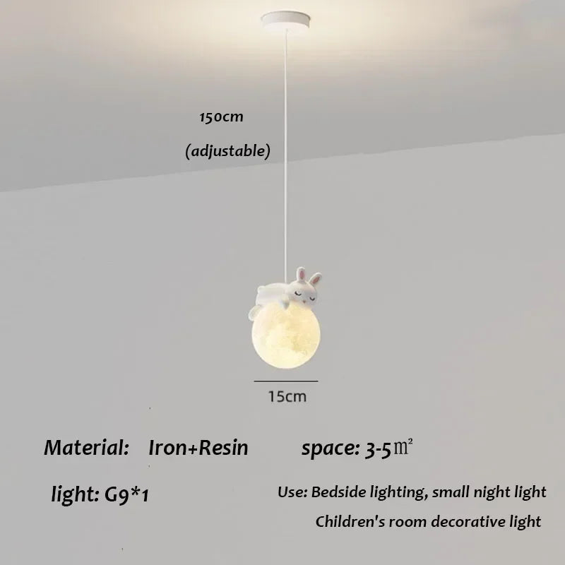 Nordic Little Bear LED Pendant Light - Minimalist Kids Chandelier Hanging Lamp