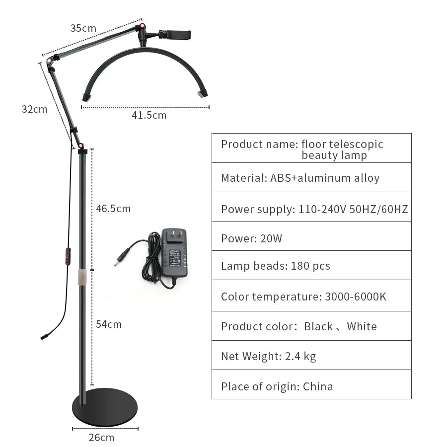 Modern 20W LED Moon Light Led Half Moon Beauty Lamp ring moon Floor Mounted Eyebrow Tattoo Beauty Salon Eyelash Extension Lamp