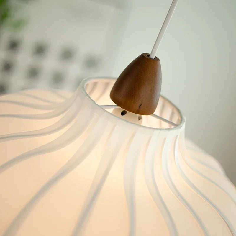 Japanese Style Fabric Pendant Light Chandelier - Minimalist Cloth Hanging Ceiling Lamp Fixture for Dining Table, Restaurant, Shop & Apartment Living Room