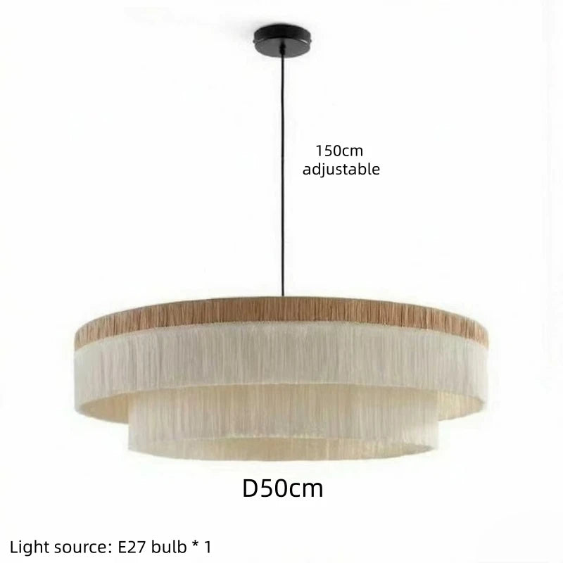 French Retro Tassel Pendant Light Vintage Living Room Bedroom Dining Room Light American Retro High-end Creative Room Main Light