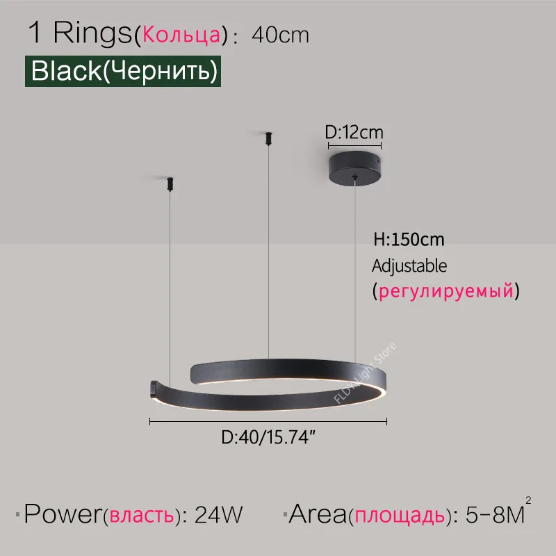 Nordic modern chandelier simple ring light led pendants round lamps
