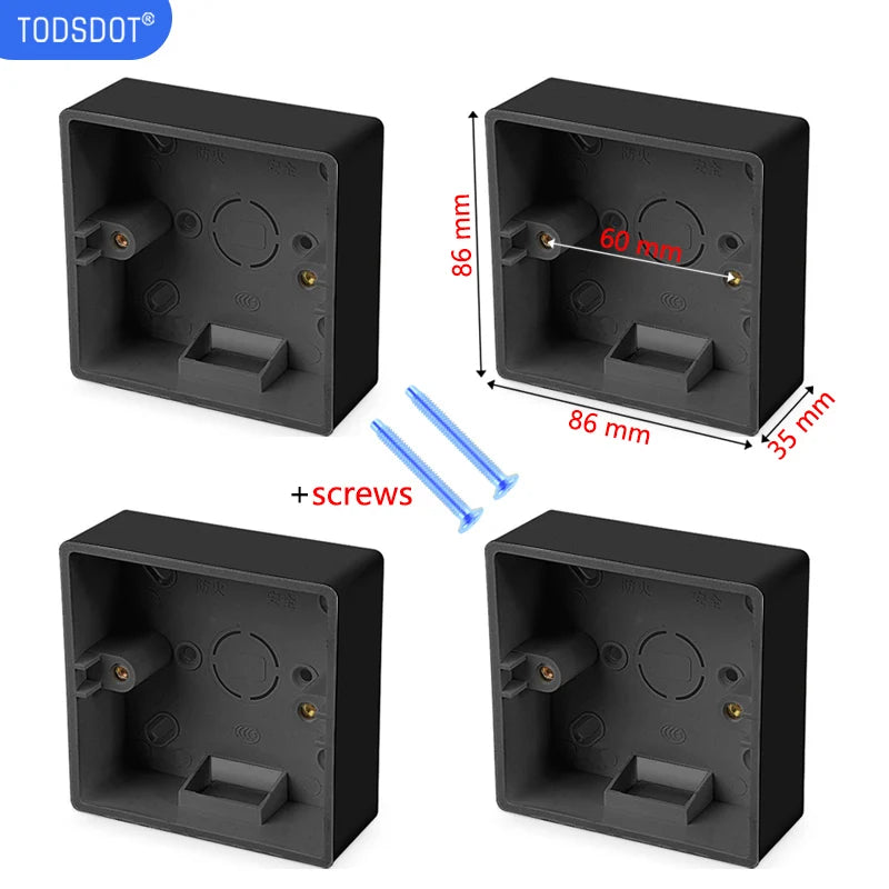 UL 94 V-0 Flame Retardant Wall Socket Box | 35mm Black Surface Mount PVC Box