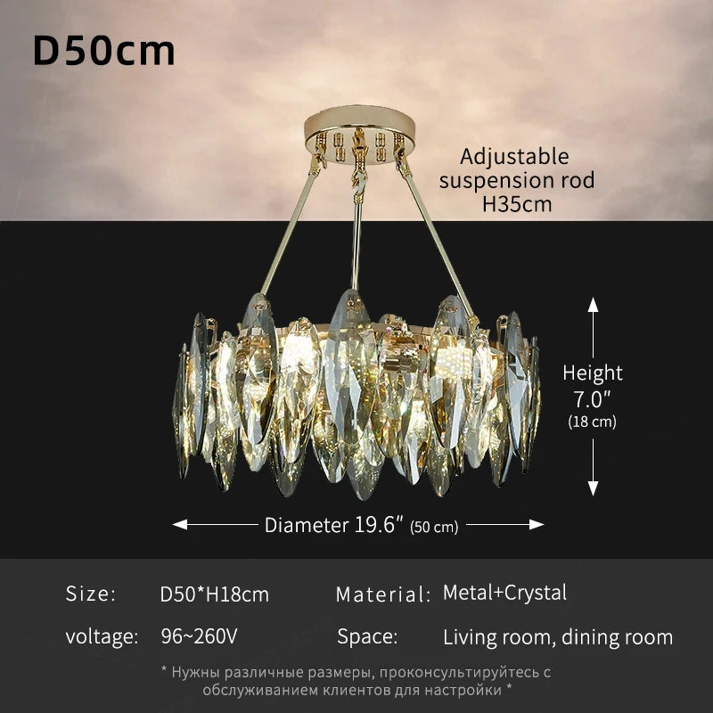 Luxury Crystal Chandelier Living Room High Ceiling Pendant Light Dining Room Hanging Lighting Fixtures Lustre