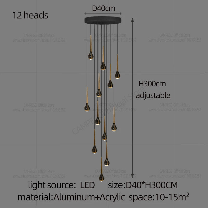 Minimalist Style LED Ppendent Lamp Double Layered Attic Chandelier Villa Staircase Pendant Light Living Room Kitchen Pendant