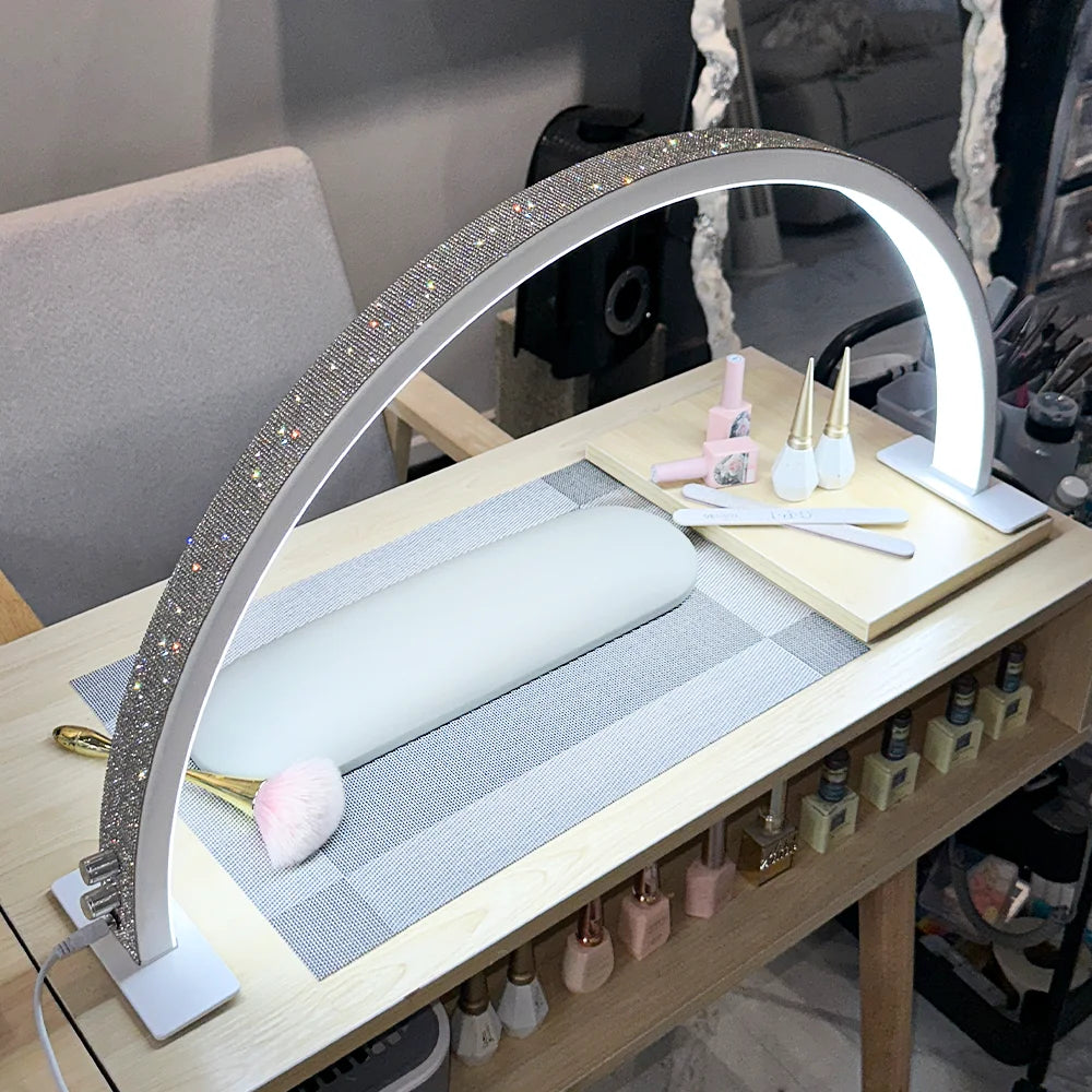 50W New Rotary Switch LED Nail Beauty Half Moon Lamp Eyelash Extension Eyebrow Lamp Nail Art Filling Lamp 3Coloradjustable Light