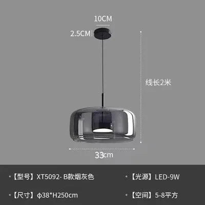 Zhongshan glass lighting fixtures Nordic modern minimalist bar counter restaurant chandelier living room art designer iron
