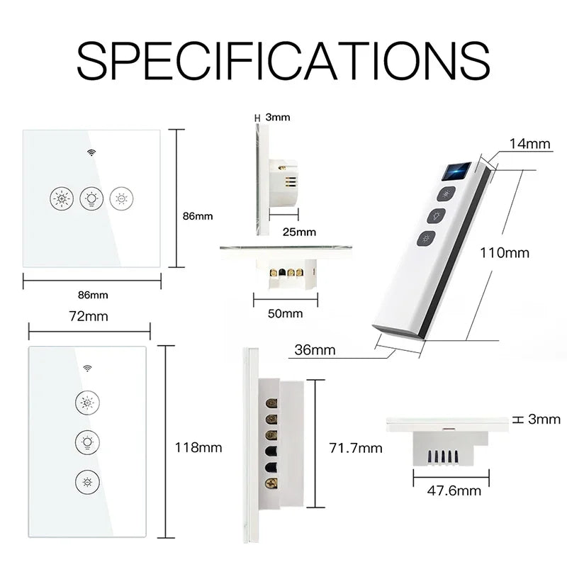 Tuya WiFi RF Smart Light Dimmer Switch 2/3Way Multi-Control Smart Life APP Remote Control Work with Alexa Google Voice Control