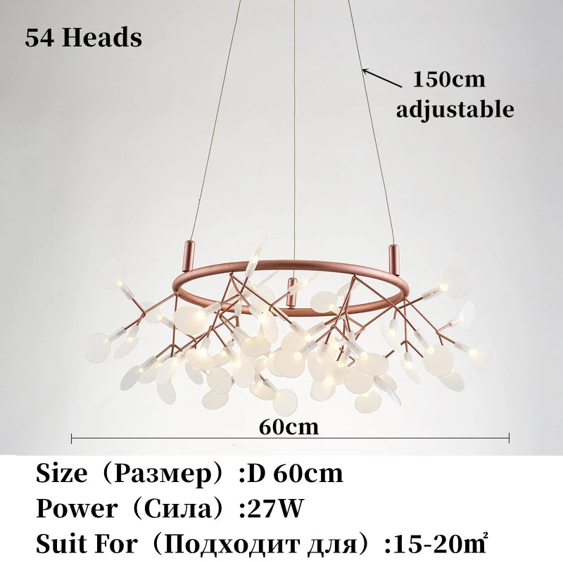 Nordic Chandelier Modern Luxury Living Room Kitchen Firefly Led Ceiling Pendant Lamp Indoor Creative Children's Room Ring Lights