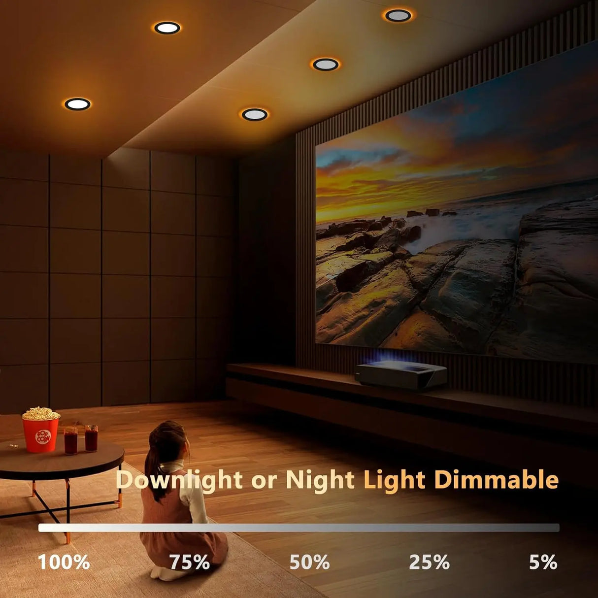 6-Inch Black LED Recessed Light with Night Light - 5CCT Dimmable Wafer Light