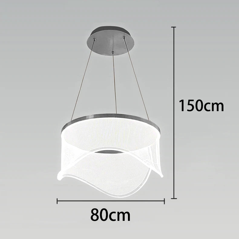Medieval Bauhaus Luxury Fiberglass Paper Scarf Shape Wedge LED Pendant Light Lustre Lamps for Living Room Decoration Chandeliers