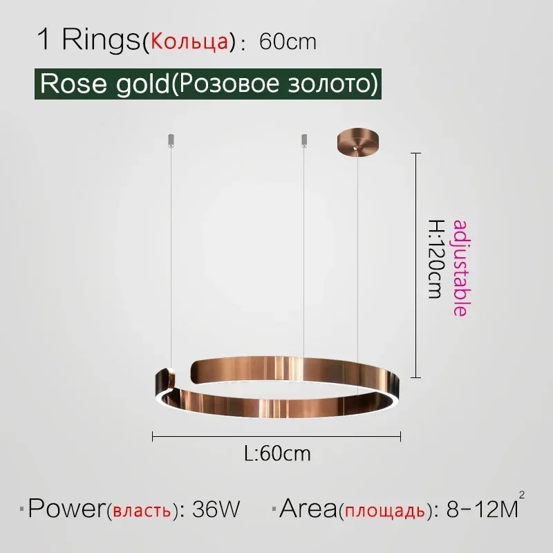 Nordic Designer Round LED Pendant Light - Modern Chandelier for Dining Room