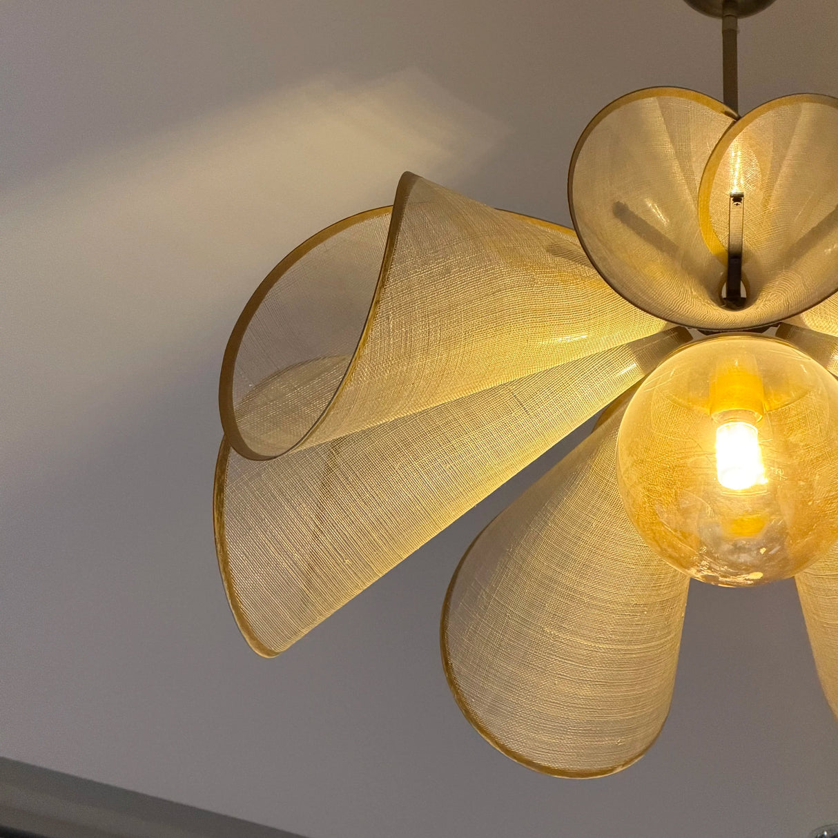 French Fabric Flower Pendant Light - Romantic Creamy LED Chandelier