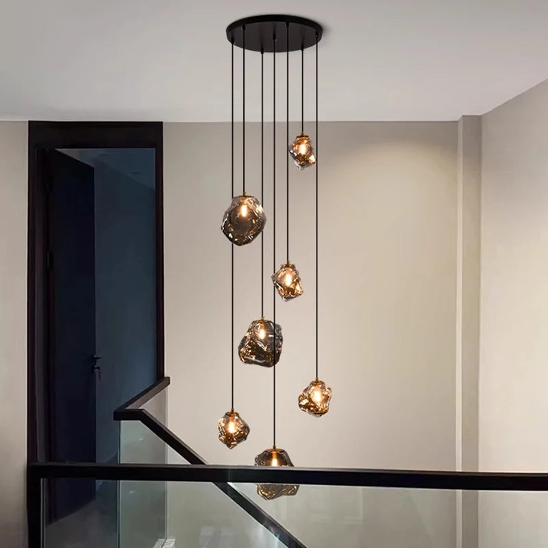 Modern Staircase LED Ceiling Chandelier - Luxury Long Hanging Pendant Light for Living Room