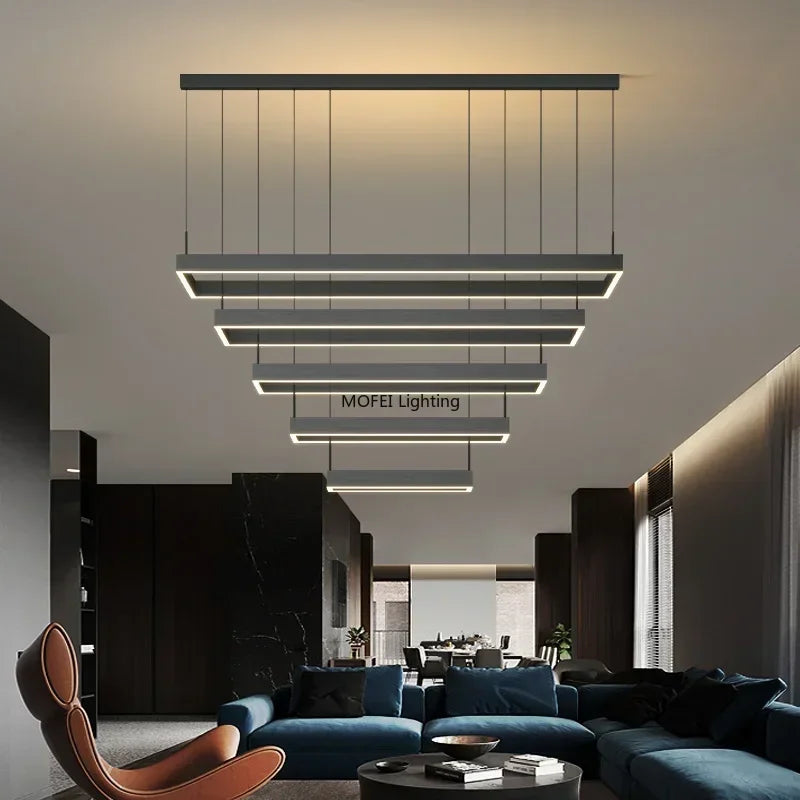 Nordic Square LED Chandelier - Modern Dimmable Luxury Pendant Light