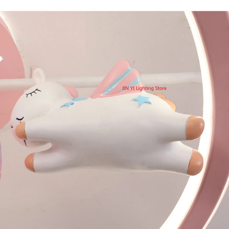 Cartoon Unicorn Bedroom Light Creative Astronaut Pendant Light Simple Children's Room Light Eye Protection Stepless Dimming