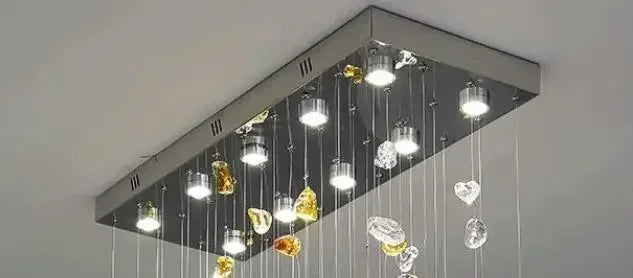 Luxury LED Crystal Pendant Lamp Restaurant Living Room Villa Bedroom Irregular Stone Chandelier Indoor Art Decor with Spotlight