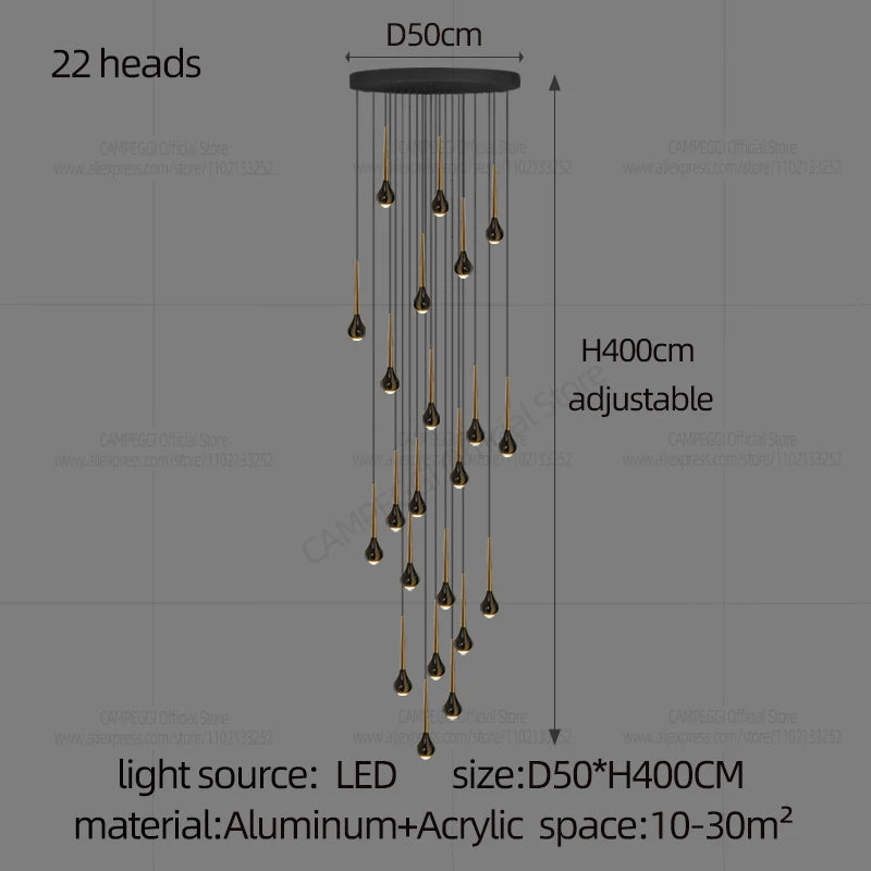 Minimalist Style LED Ppendent Lamp Double Layered Attic Chandelier Villa Staircase Pendant Light Living Room Kitchen Pendant