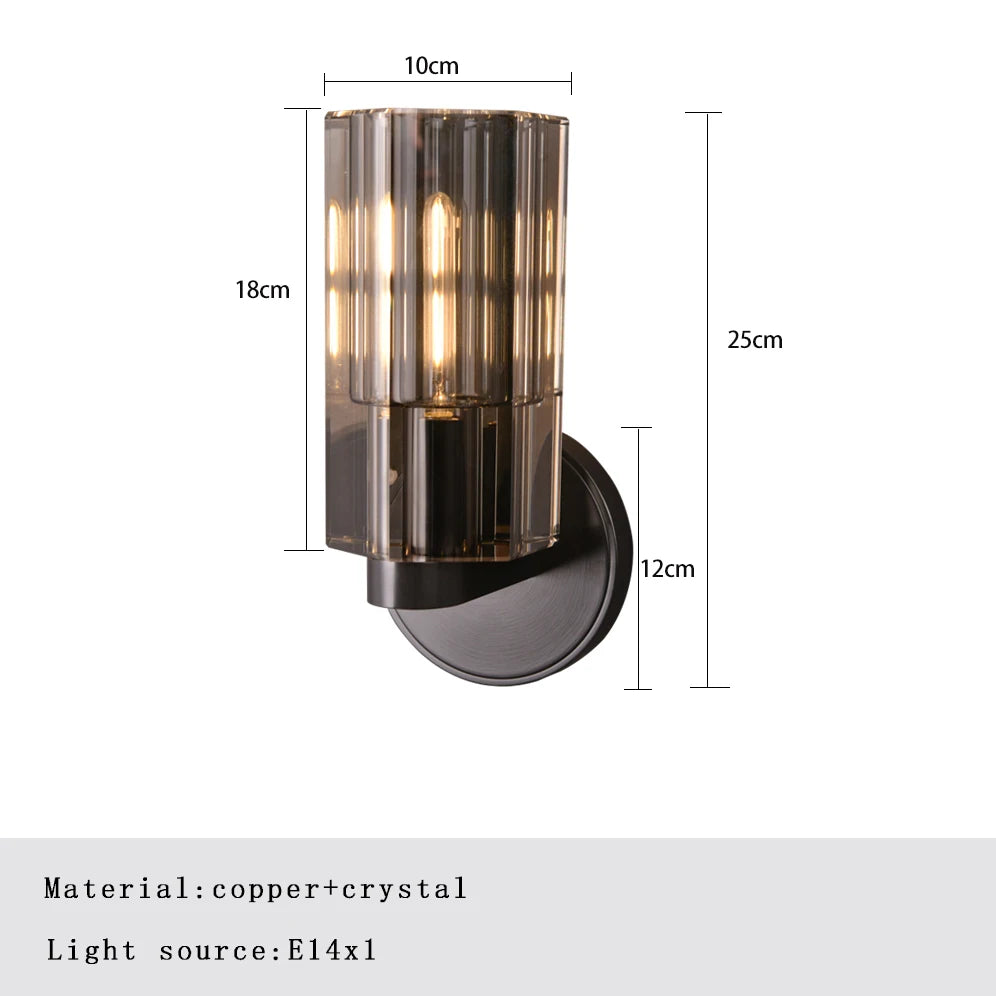 2025 Wall Lamps Bronze Copper Thick Crystal Sconce Lights Decoration Living Room Bedside Aisle Entryway Lighting Black Chrome