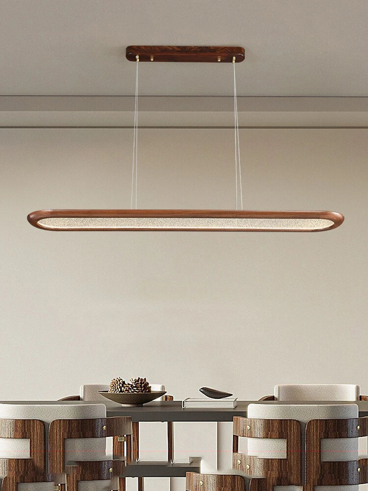 Modern Home Decoration Wooden Ceiling Chandelier Led Black Walnut Long Pendant Lamp for Dining Room Bar