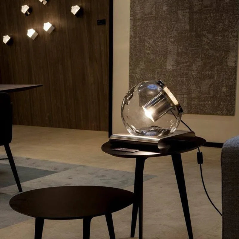 Nordic glass ball table lamp Minimalist Creative Post-Modern Designer silver light Bedside Bar Decorative bedroom night lamps