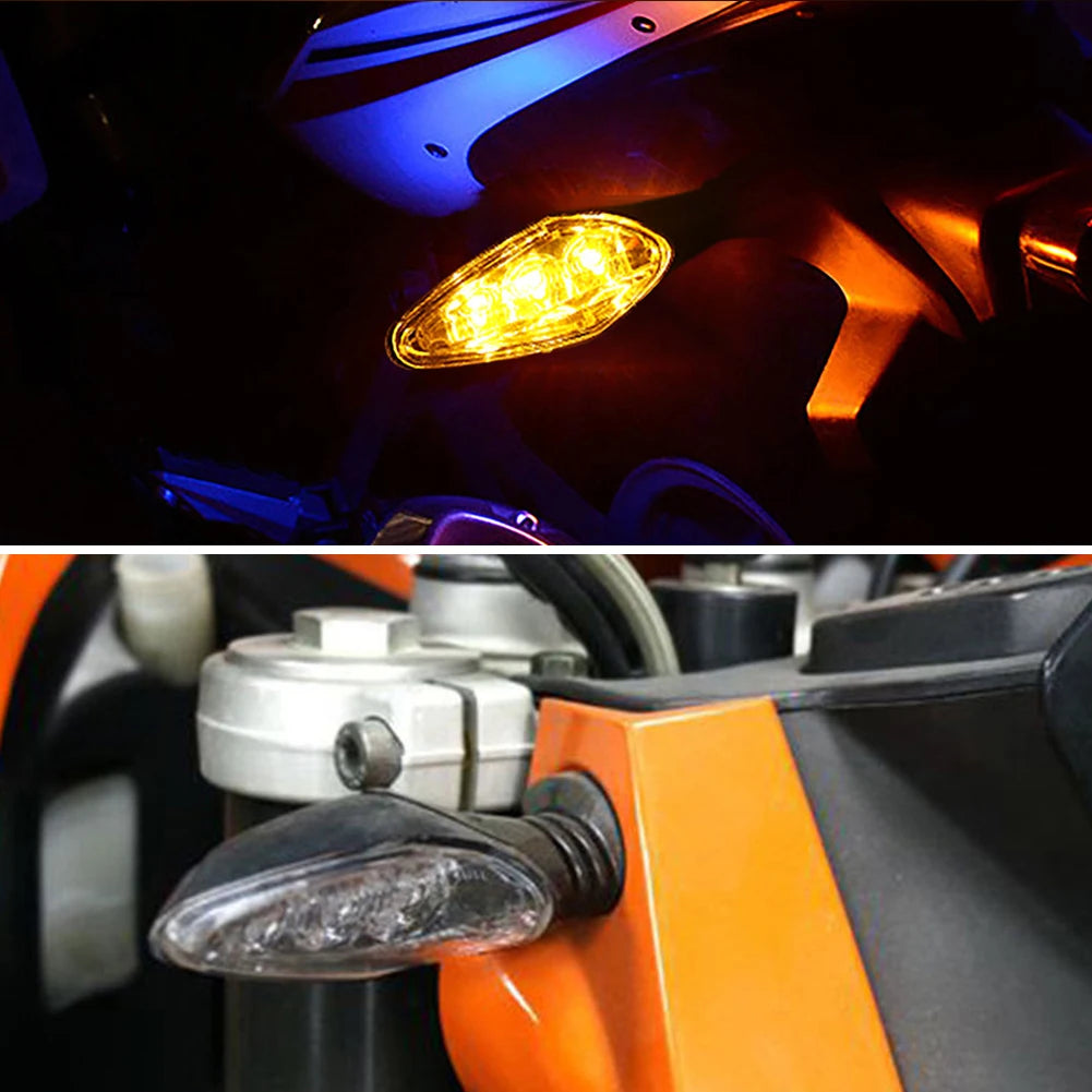 Motorcycle LED Turn Signal Light Amber Flasher Indicator Waterproof Warning Blinker Rear Tail Lights for Motorbike Scooter
