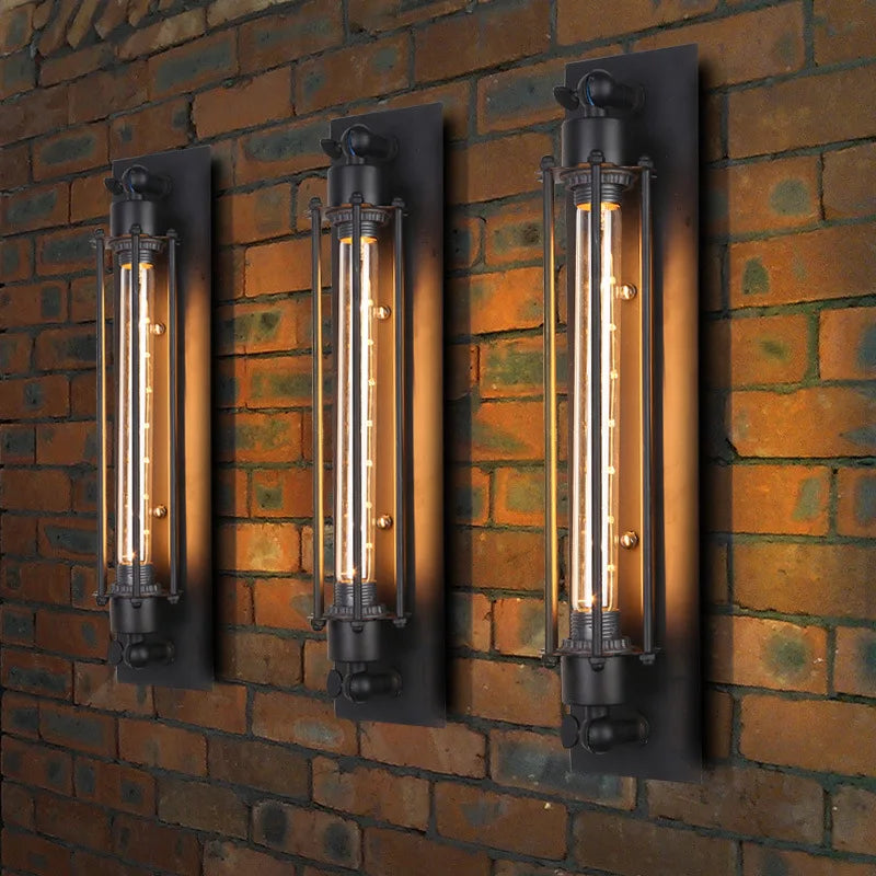 Industrial Iron Wall Sconce - Retro Loft Style Lamp for Corridor & Stairs