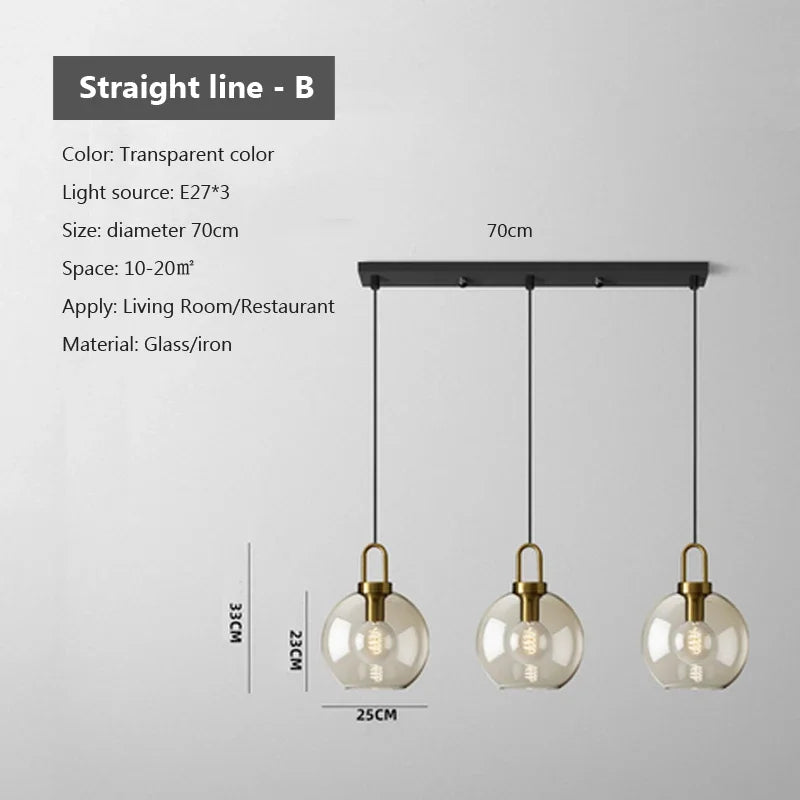 Nordic Single Head Glass Pendant Lamp - Creative Personality Restaurant Light