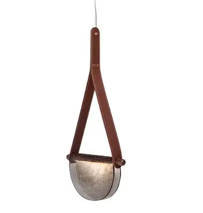 Nordic Leather Handmade Glass LED Lights Creative Belt Design Pendant Lamp for Bedroom Restaurant Designer Model Room Decor