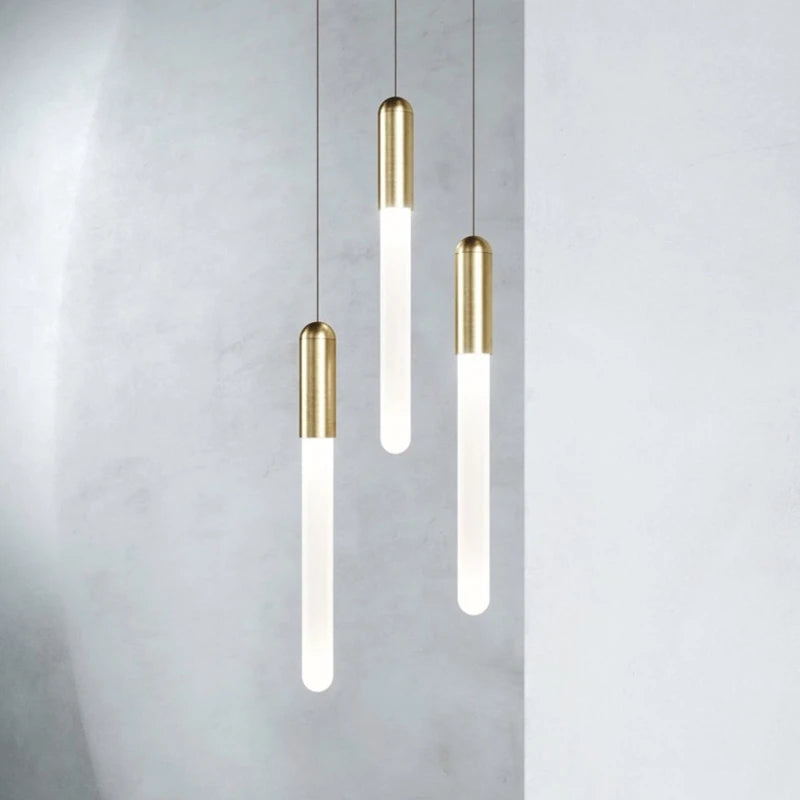 Nordic Long Chandelier Staircase Hanging Lamp Minimalist Gold or Black Kitchen Bedroom Living Room Light Penthouse Pendent Lamp