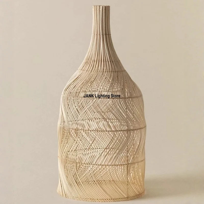 Wabi-sabi Wicker Japanese Zen Tea House Homestay Designer Living Room Bedroom Vintage Wicker Restaurant E27 Pendant Light