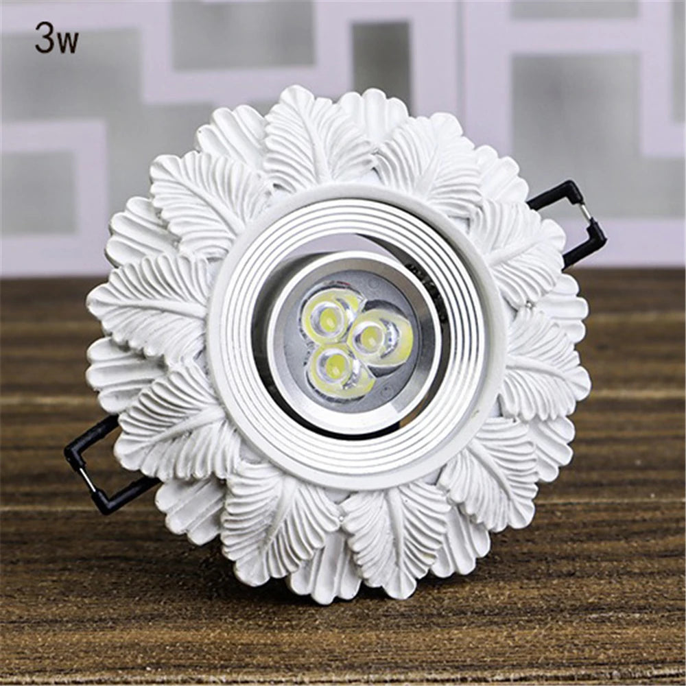 White Feather Resin LED Recessed Downlight - Adjustable Angle Art Ceiling Spotlight Fixture for Living Room, Office & Restaurant Decor