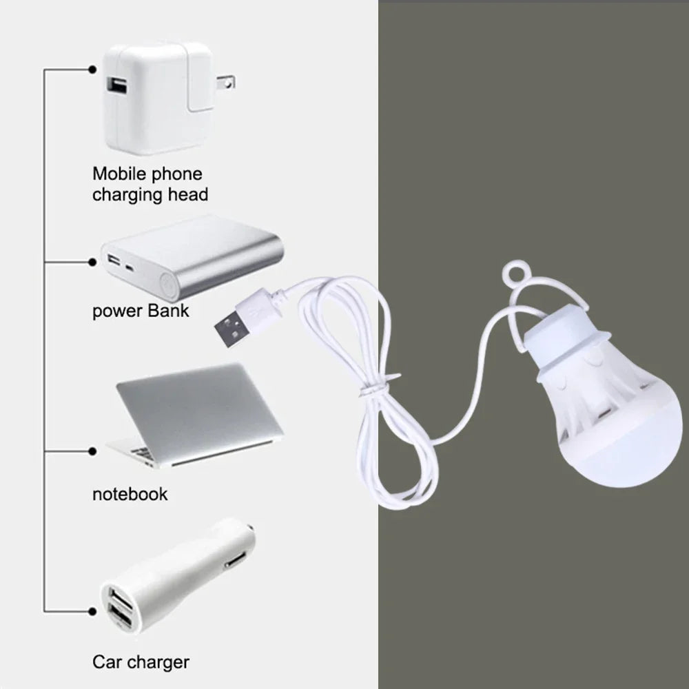 USB LED Bulb 3W Portable LED Lamp 5W Book Lights 7W Outdoor Camping Light Indoor Reading Light Bulb Energy Saving Emergency Lamp