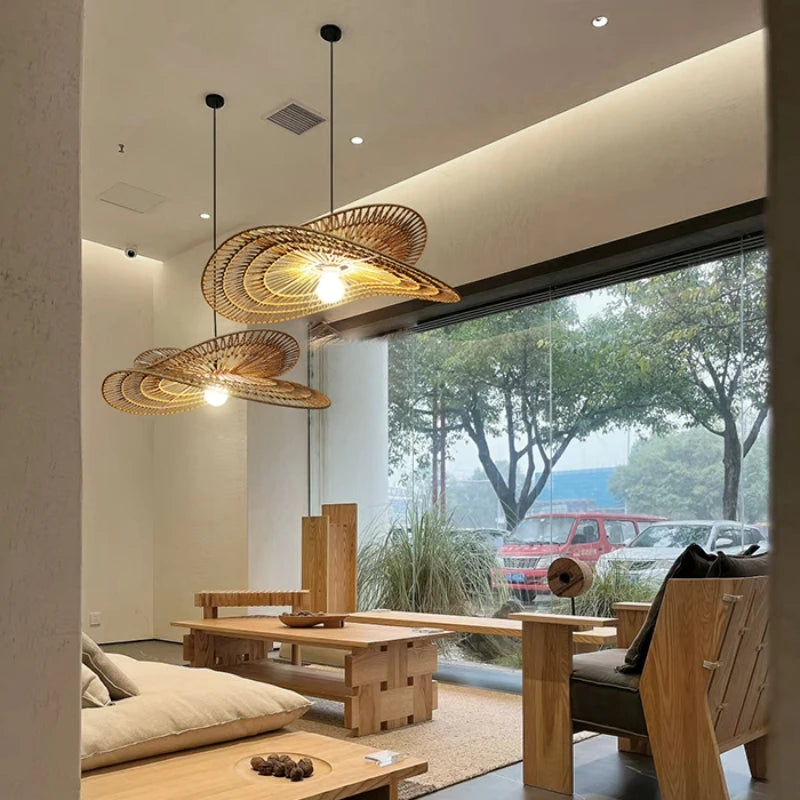 Rattan Pendant Lights Wabi-sabi Style Hand-woven Lamp Restaurant Home Decor Bedroom Living Room Creative Dining Room Chandeliers