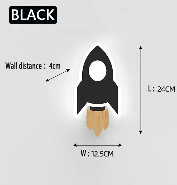 Cartoon LED Rocket Wall Lamp Modern Creative Moon Star Wall Light Indoor Baby Children's Room Bedside Decoration Light Kids Gift