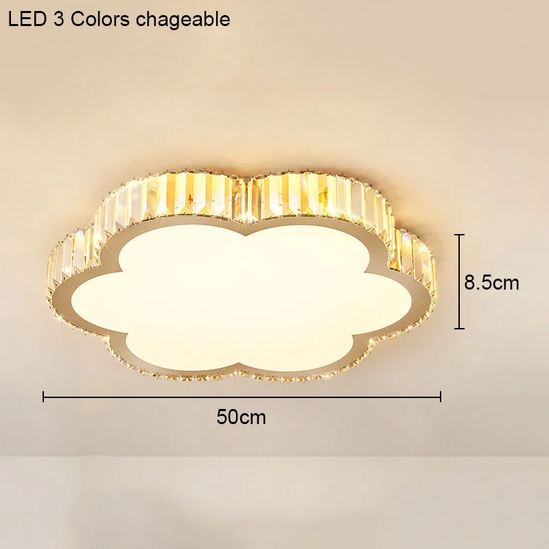 Modern Geometric Crystal Ceiling Light - Round & Square LED Lamp for Bedroom