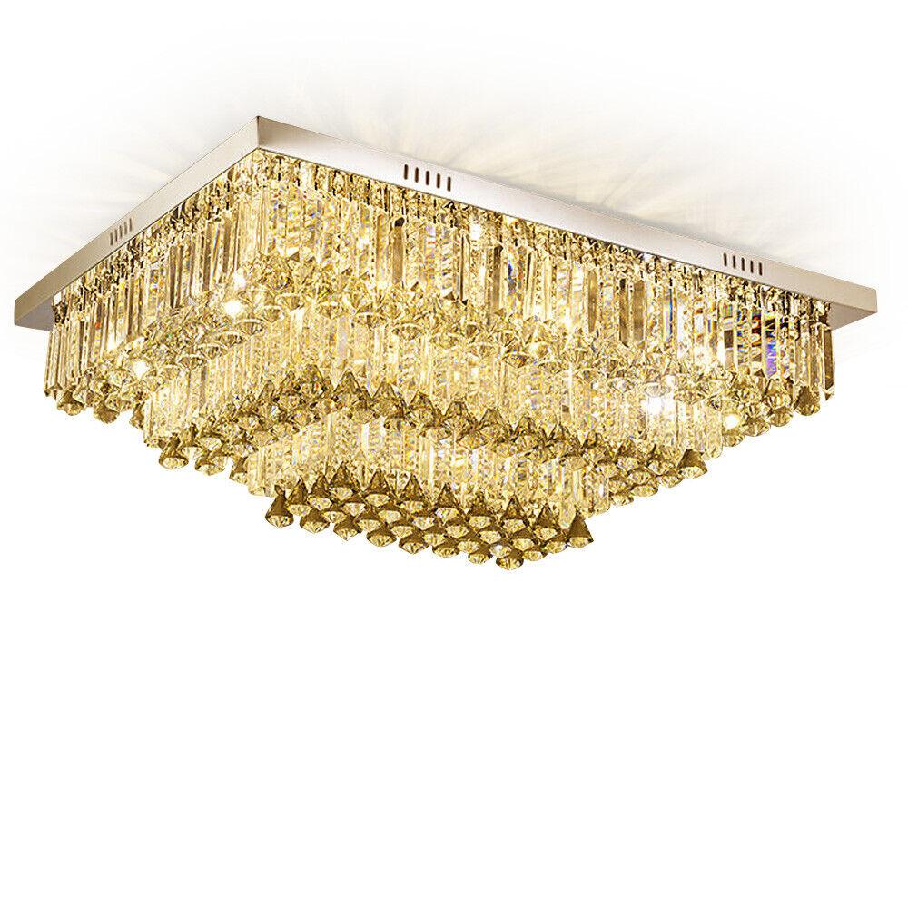 Modern Crystal Chandelier Stainless Steel LED Ceiling Lamp Pendant Light 3 Layer