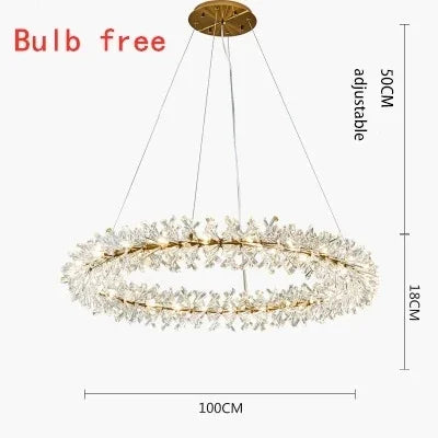 Modern Luxury Crystal LED Chandelier Lighting Nordic Firefly Ceiling Chandeliers For Living Flower Ring Pendant Lamp