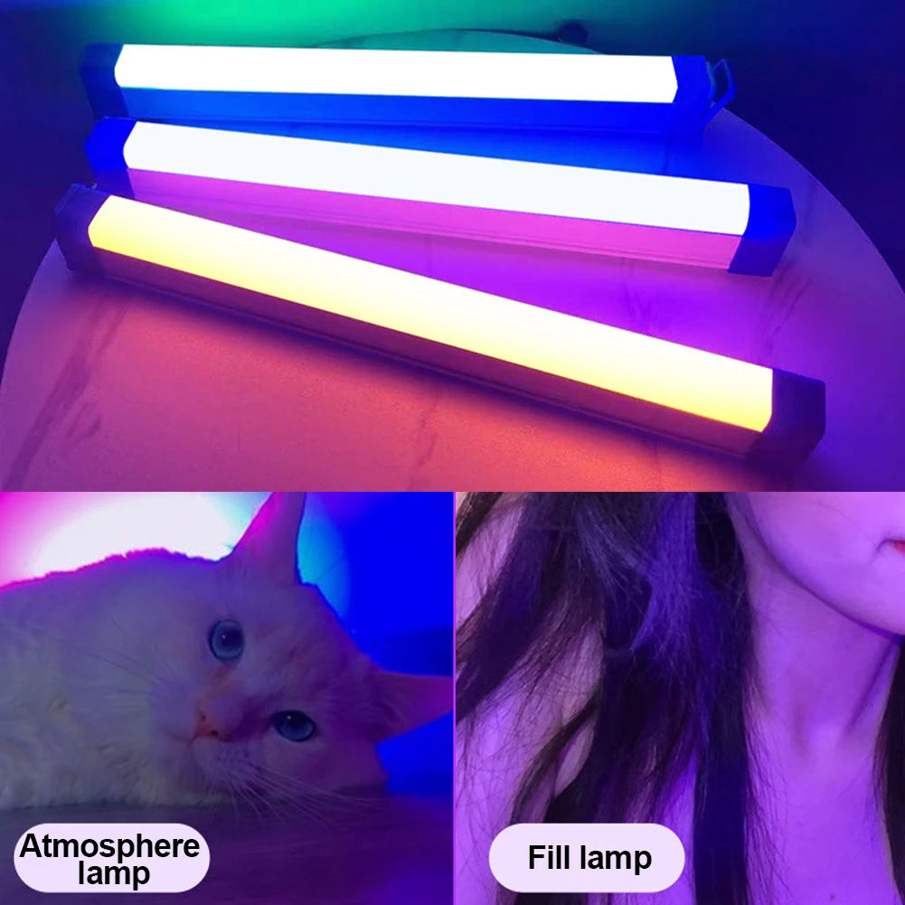 Handheld LED Night Lamps RGB Colorful Atmosphere Fill Light Rechargeable Bedroom Photography Selfie Lamp Lighting Room Decor