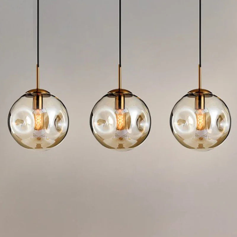 Nordic Simple Modern Hanging Loft Glass Lustre Pendant Lights LED Bedroom Bedside Living Dining Room Cafe Lamp Room Decor