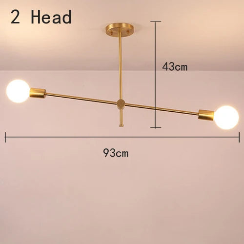 Nordic Iron Gold Pendant Lamp - Geometric LED Light for Dining Room