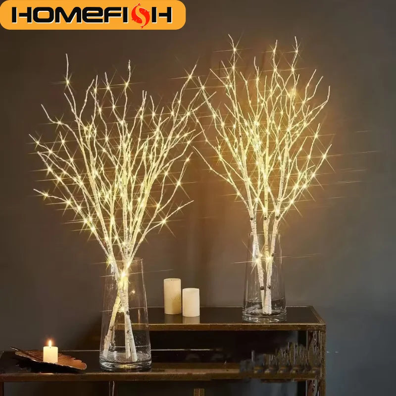 LED White Birch Branch Lights - Battery Operated Christmas & Party Twig Lights