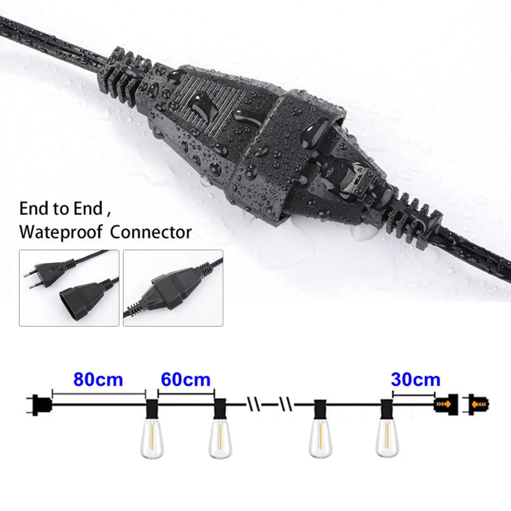 Globe Outdoor LED String Lights - Shatterproof Waterproof Patio Light EU 220V