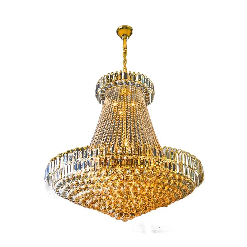 Modern Luxury Crystal Led E14 Pendant Lights Plated Shiny Gold Metal Pendant Lamp Chain Hanging Lamp Deco Indoor Lighting Lamp
